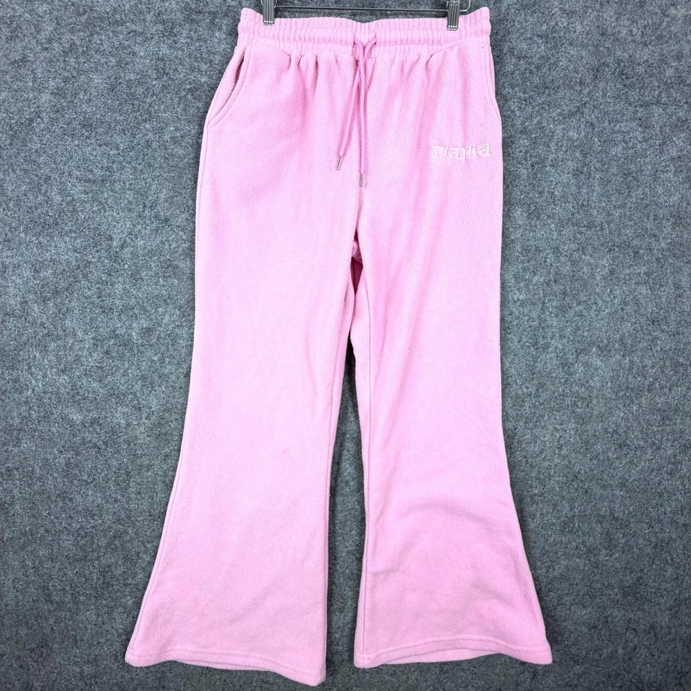 Lark + Grey Maternity Mama Fleece Lounge‎ Pants Women Small Light Pink Flare Leg